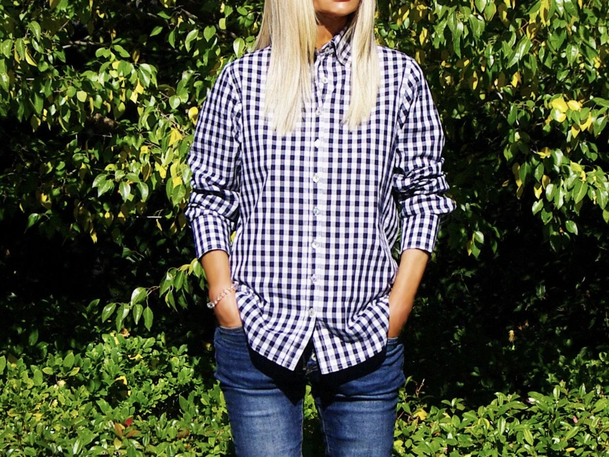 Who's Charlie - Riley Slim Fit Indigo Gingham Shirt