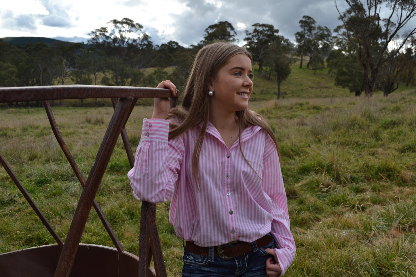 Who's Charlie Riley Pink White Stripe Shirt - Relaxed Fit