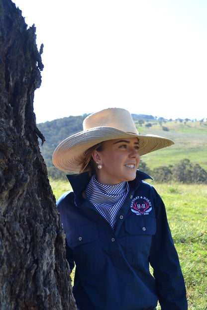 Neck Scarf - White and Navy