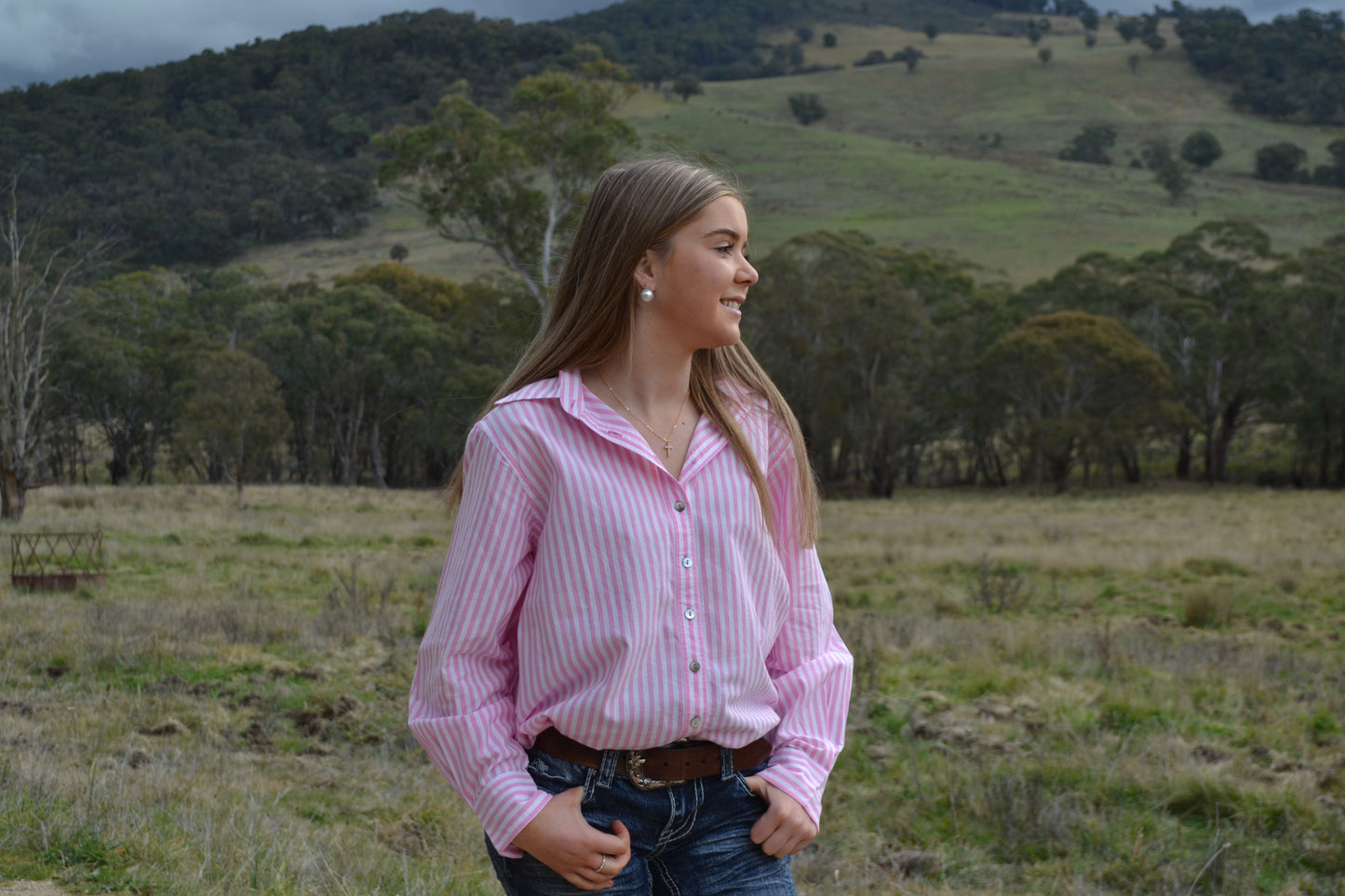 Who's Charlie Riley Pink White Stripe Shirt - Relaxed Fit