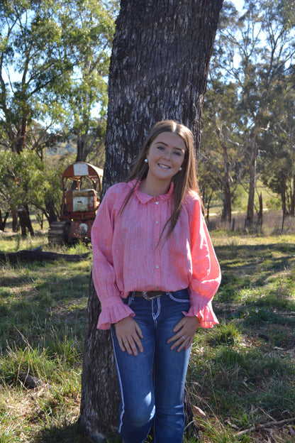 Who's Charlie Sammi Linen Shirt Tangerine