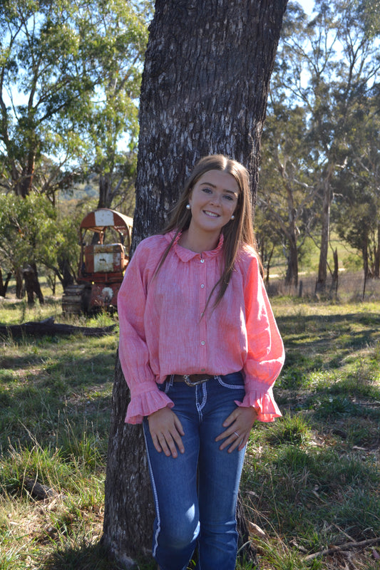 Who's Charlie Sammi Linen Shirt Tangerine