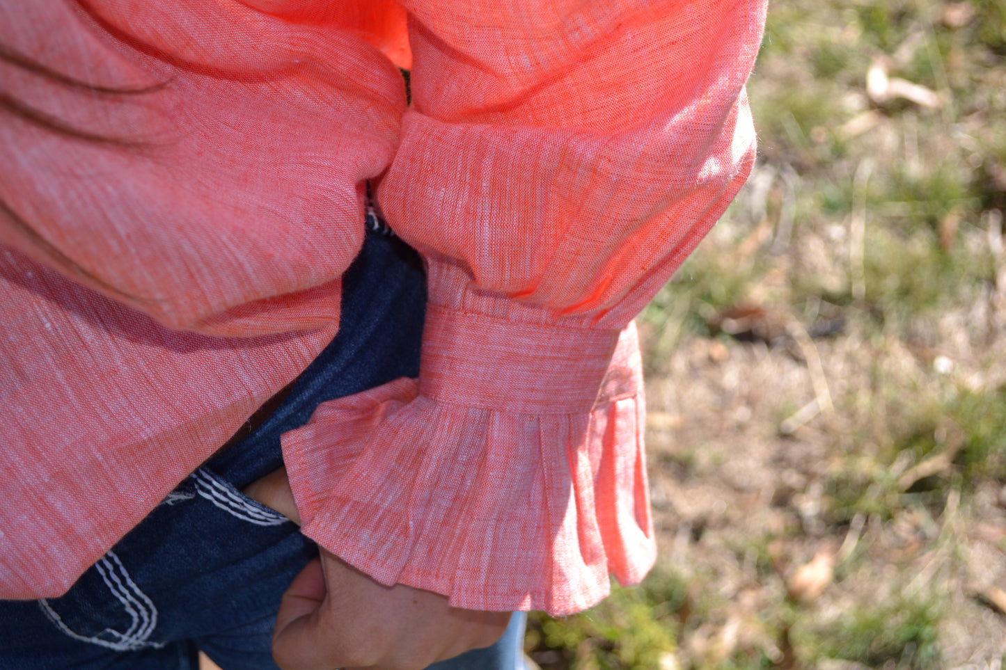 Who's Charlie Sammi Linen Shirt Tangerine