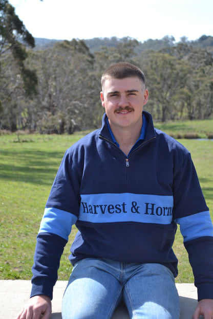 Navy and Blue Unisex 1/4 Zip Jumper