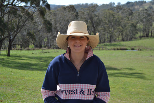 Navy and Pink Gingham Unisex 1/4 Zip Jumper