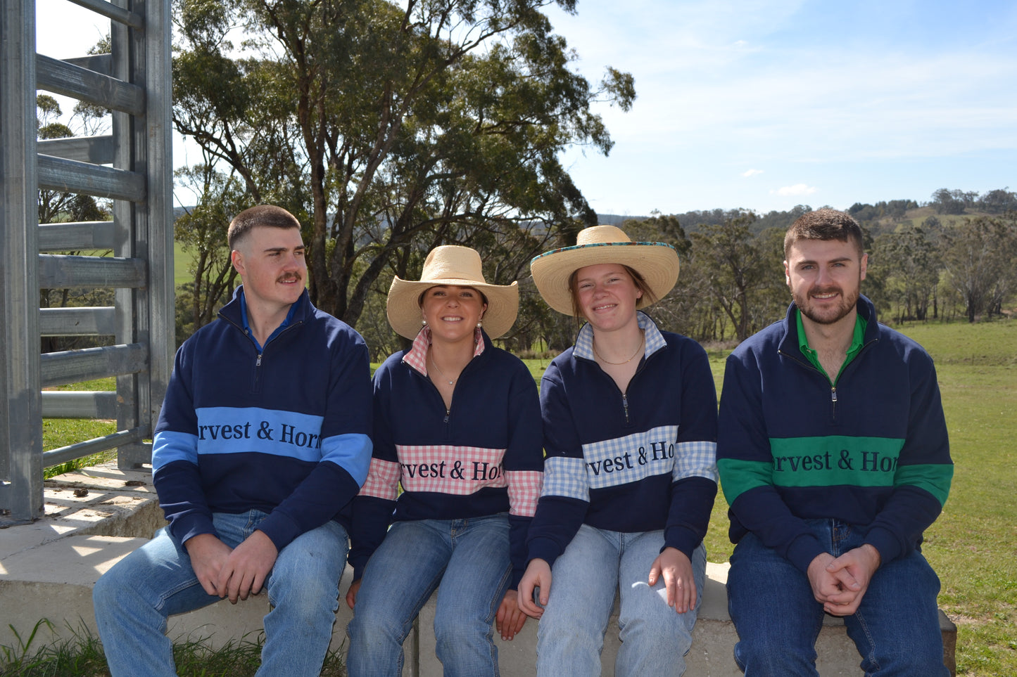 Navy and Pink Gingham Unisex 1/4 Zip Jumper