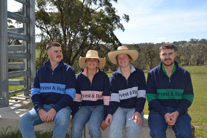 Navy and Pink Gingham Unisex 1/4 Zip Jumper