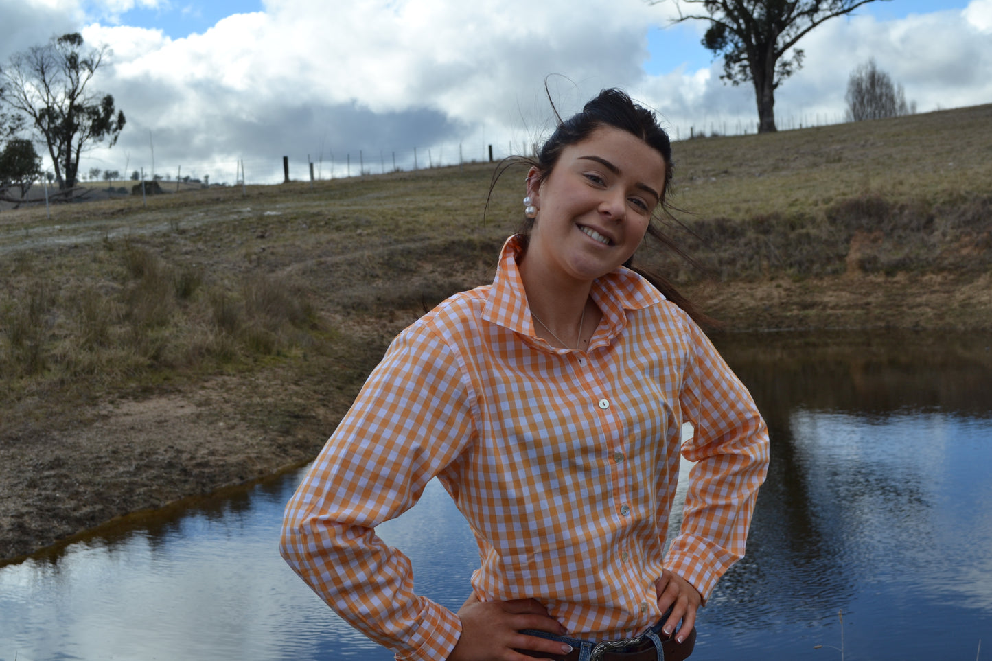 Who's Charlie - Riley Slim Fit Mandarin Gingham Shirt