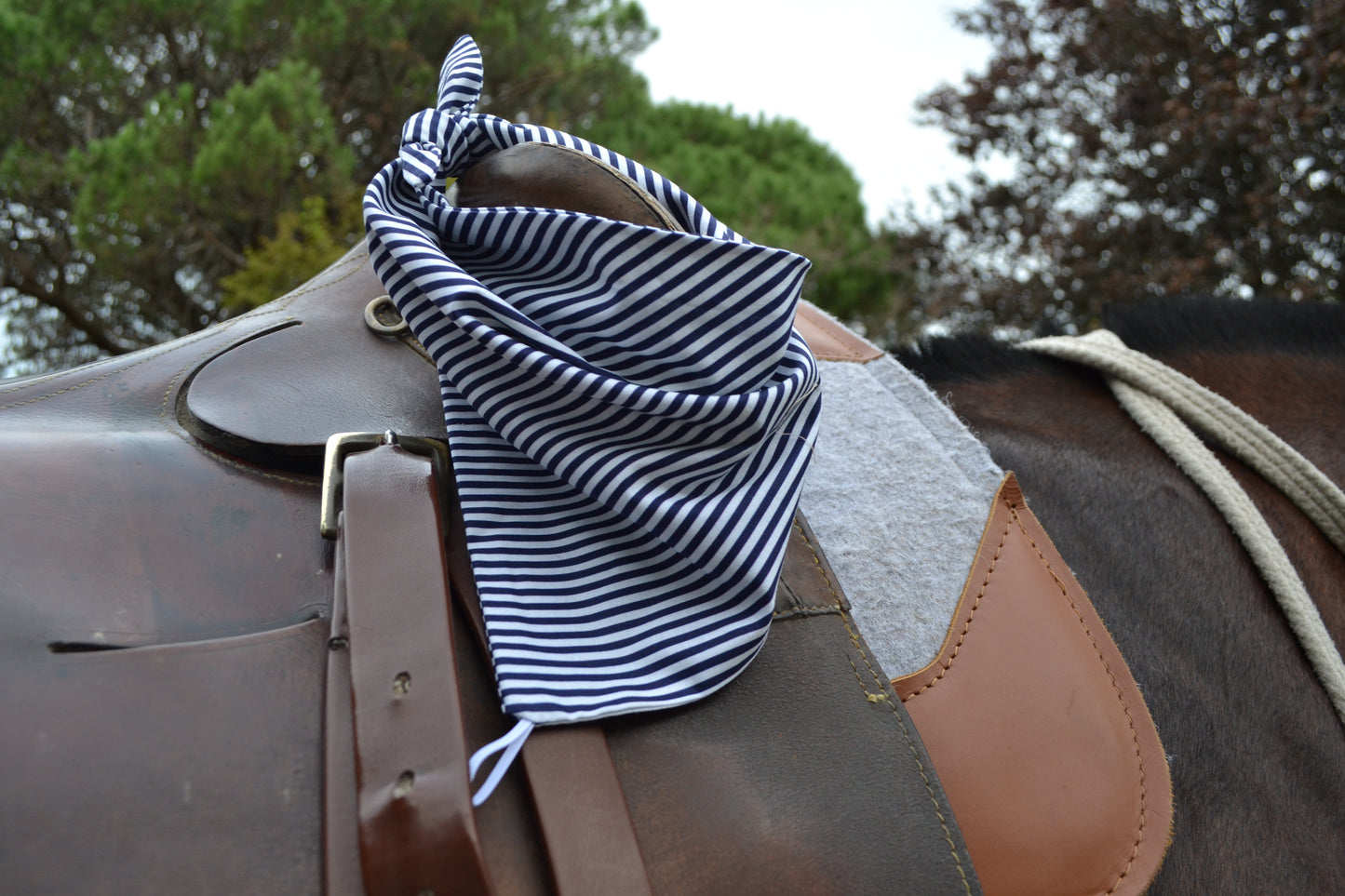 Neck Scarf - White and Navy