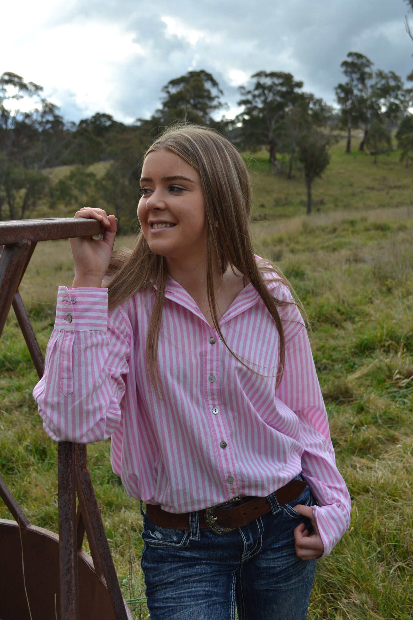 Who's Charlie Riley Pink White Stripe Shirt - Relaxed Fit