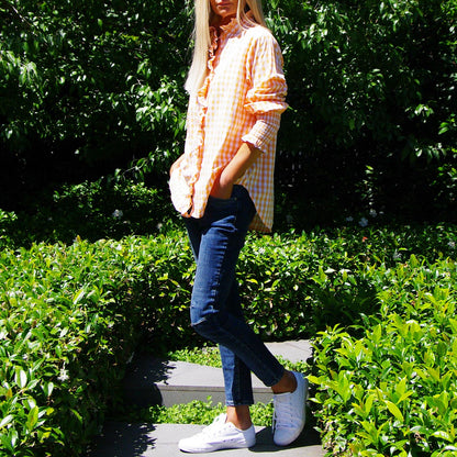 Who's Charlie - Poppy Mandarin & White Gingham Shirt