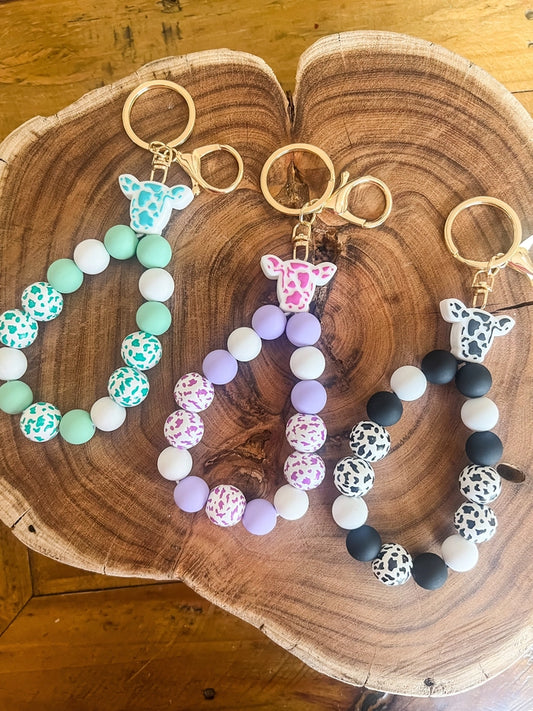 Cow Stretch Bead Keyring