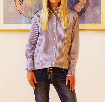 Who's Charlie - Lottie Dark Navy & White Stripe Shirt